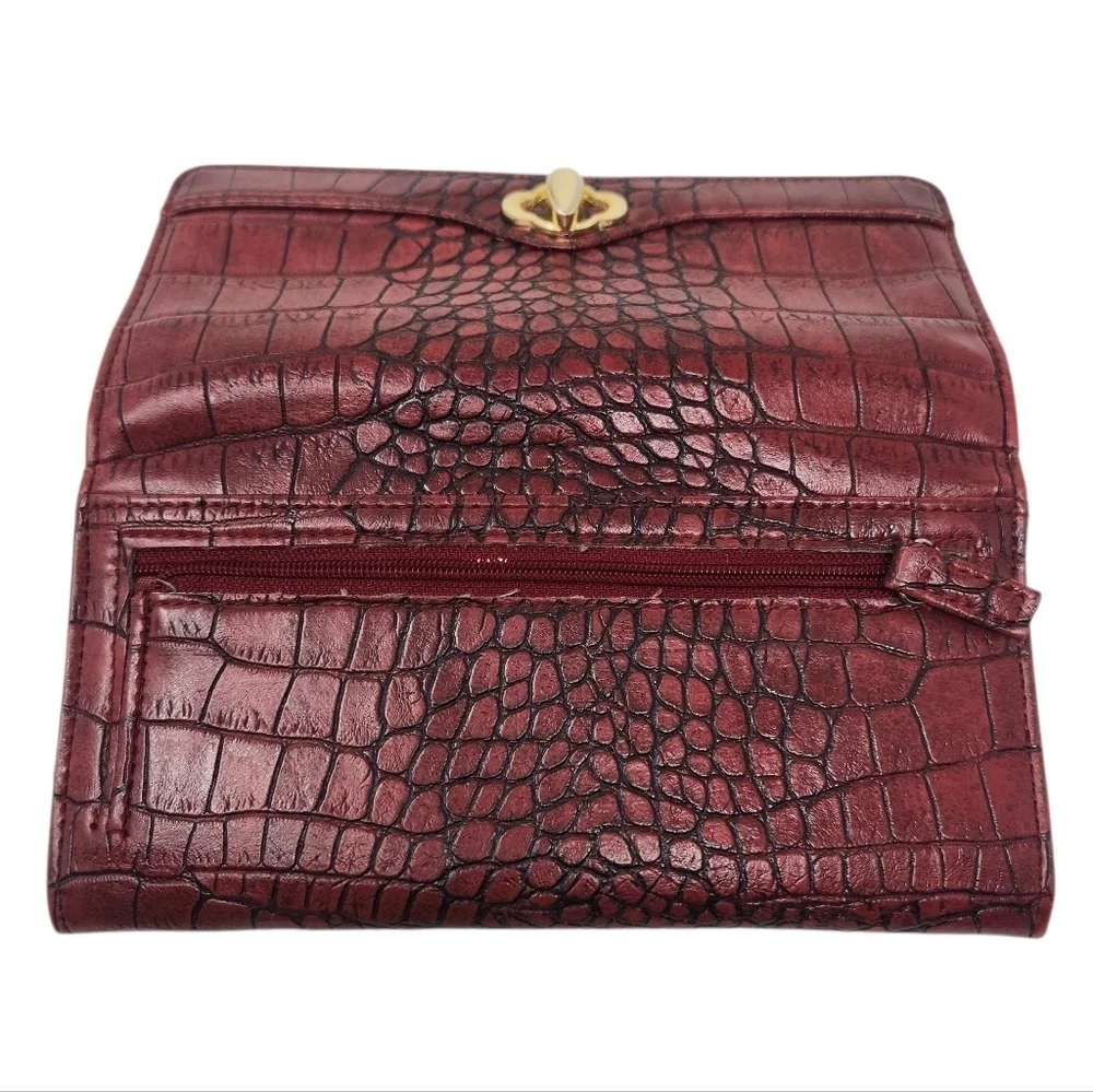 Unbranded Women's Red Alligator/Crocodile Design Faux Leather Wallet (One Size)